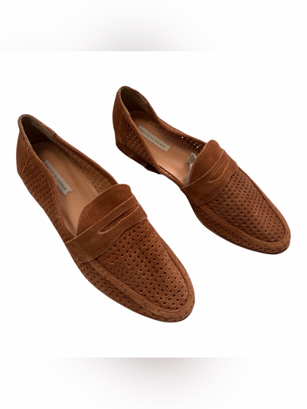 Saks Fifth Avenue Megan Briwn Suede Perforated Flats-Suze 10D